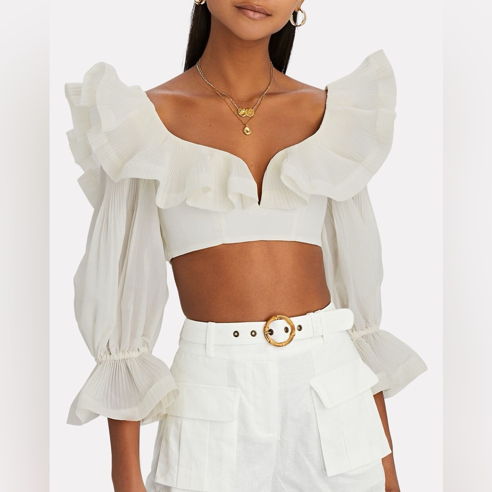 **NWT Zimmermann Lovestruck Ruffle Crop Top**